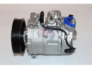 Audi AC Compressor made of steel and plastic parts on white background