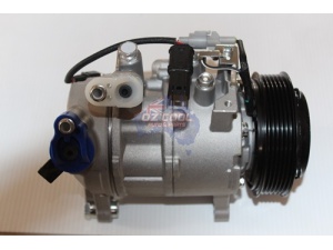 AC Compressor with plastic fittings on white background