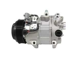 Toyota Kluger AC Compressor made of metal and wires and plastic clips on transparent background